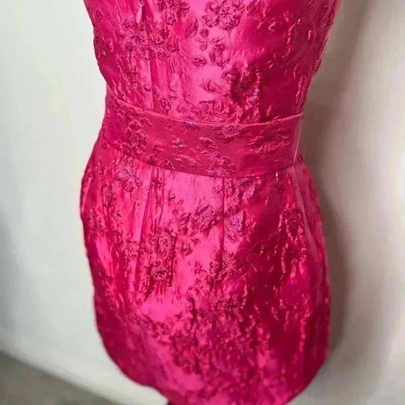 New Without Tags, AMANDA UPRICHARD STRAPLESS FLOWERED JACQUARD MINI DRESS - Picture 4 of 11